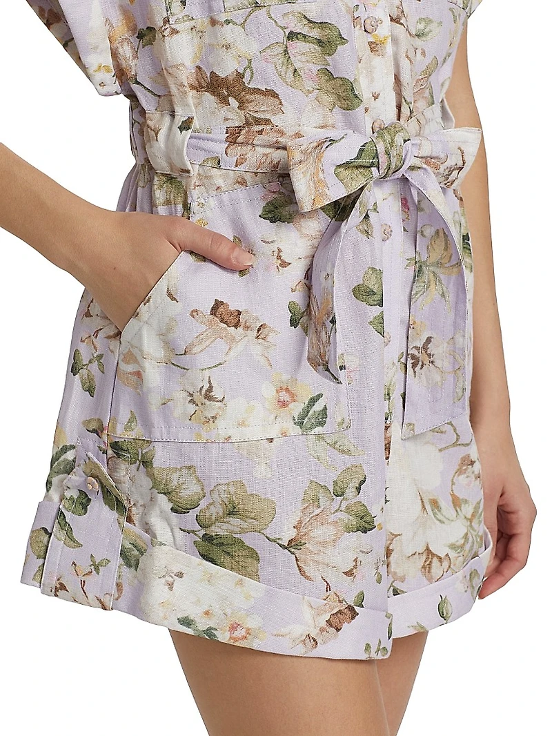 Acacia Floral Linen Pocket Romper