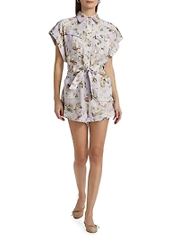 Acacia Floral Linen Pocket Romper
