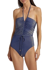 Wylie Metallic Halter One-Piece Swimsuit