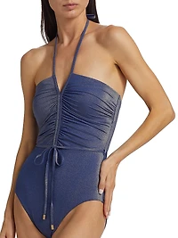 Wylie Metallic Halter One-Piece Swimsuit