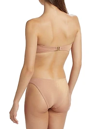Everley Metallic Flower Bandeau Bikini Top
