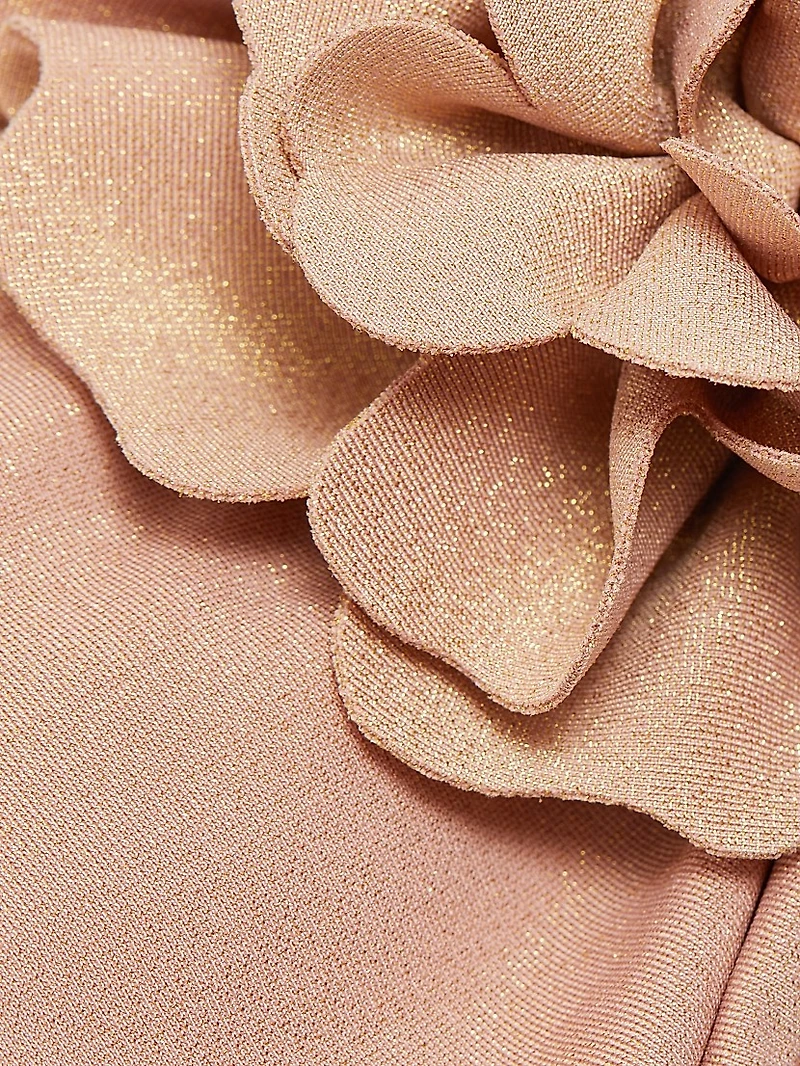 Everley Metallic Flower Bandeau Bikini Top
