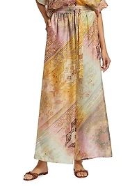 Tallow Printed Silk Wide-Leg Pants