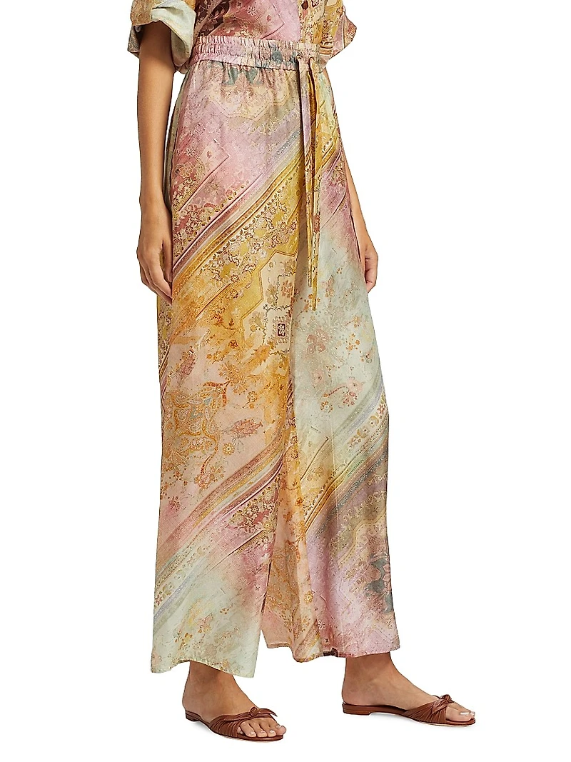 Tallow Printed Silk Wide-Leg Pants