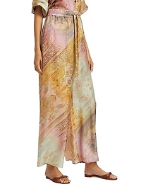 Tallow Printed Silk Wide-Leg Pants