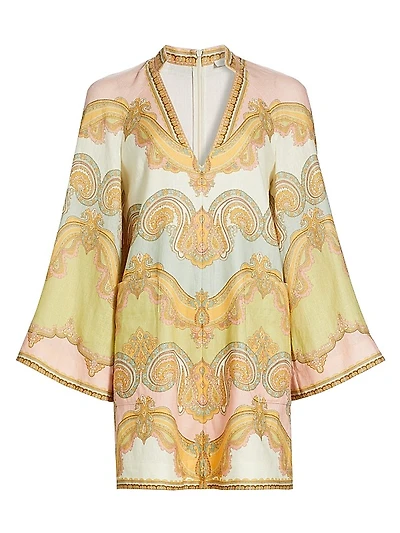 Maxine Paisley Linen Tunic Minidress