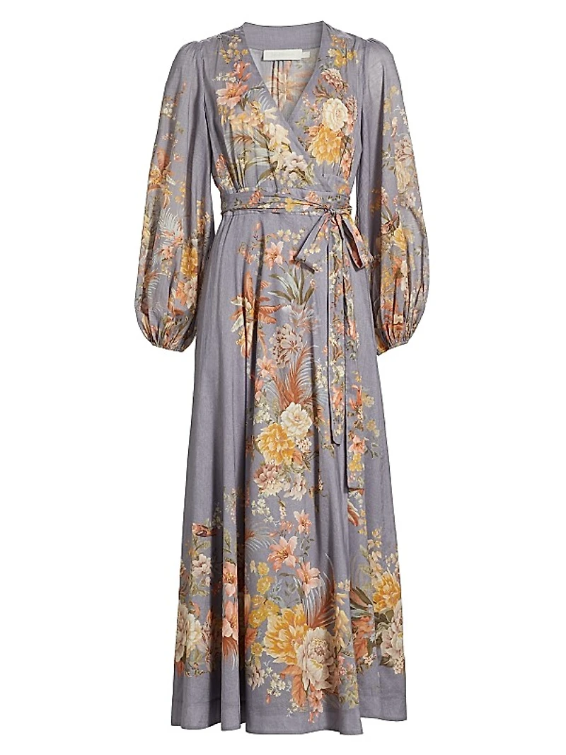 Tallow Floral Cotton Wrap Midi-Dress