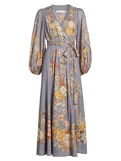 Tallow Floral Cotton Wrap Midi-Dress