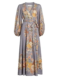 Tallow Floral Cotton Wrap Midi-Dress