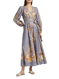 Tallow Floral Cotton Wrap Midi-Dress
