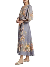 Tallow Floral Cotton Wrap Midi-Dress