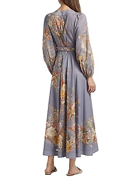 Tallow Floral Cotton Wrap Midi-Dress