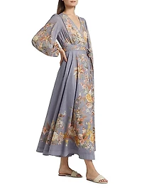 Tallow Floral Cotton Wrap Midi-Dress