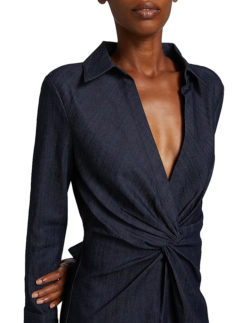 McKenna Twist-Front Denim Minidress