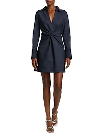 McKenna Twist-Front Denim Minidress