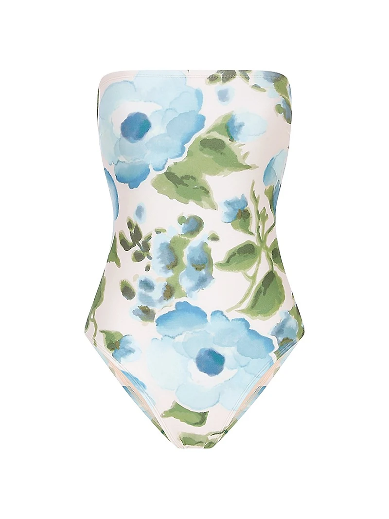 Floral Strapless One-Piece Swimsuit