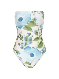 Floral Strapless One-Piece Swimsuit