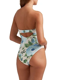 Floral Strapless One-Piece Swimsuit