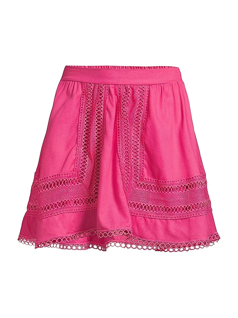 Celeste Lattice-Trim Miniskirt
