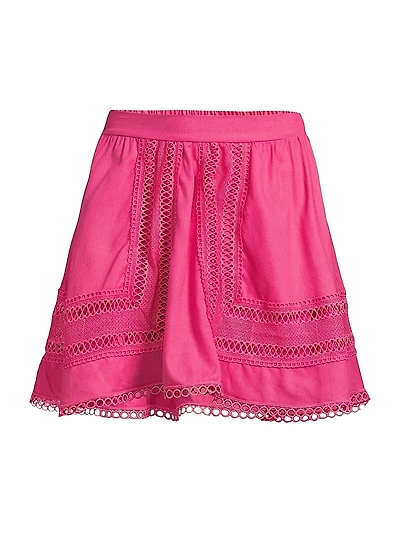Celeste Lattice-Trim Miniskirt