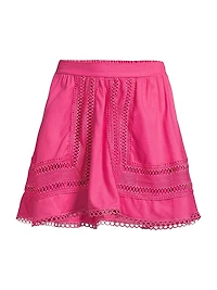 Celeste Lattice-Trim Miniskirt