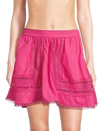 Celeste Lattice-Trim Miniskirt