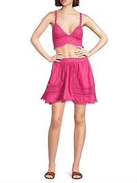 Celeste Lattice-Trim Miniskirt