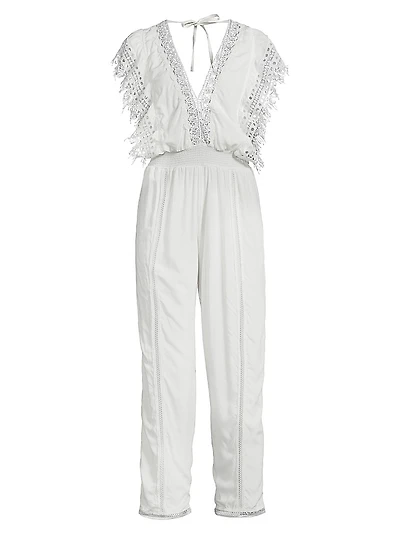 Katya Lace-Trim Cotton Jumpsuit