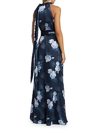 Kayla Floral Halter Maxi Cocktail Dress