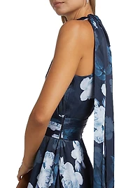 Kayla Floral Halter Maxi Cocktail Dress