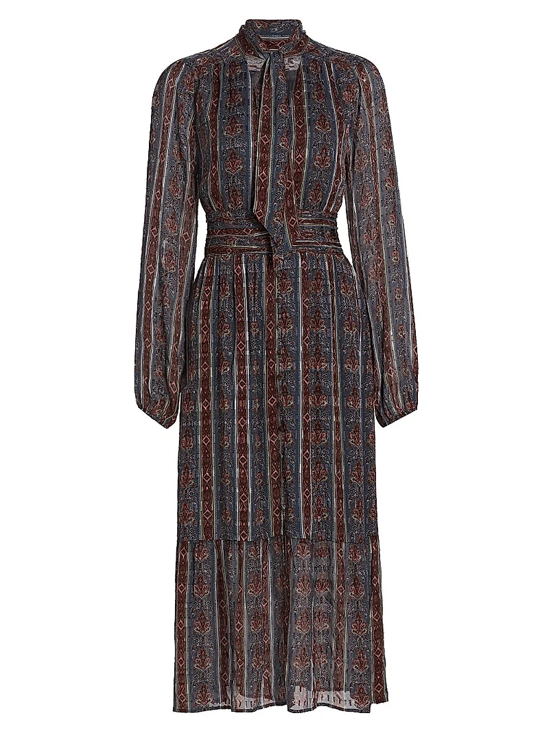 Gallery Striped Silk-Blend Midi-Dress