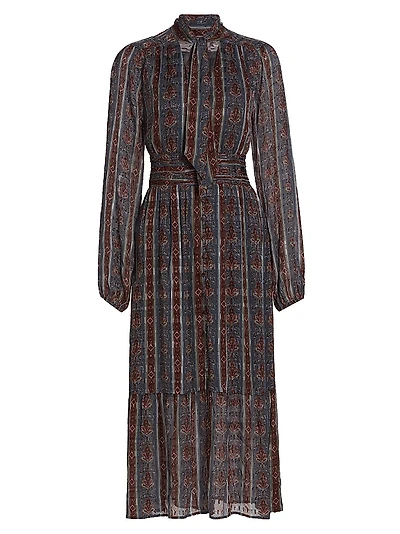 Gallery Striped Silk-Blend Midi-Dress
