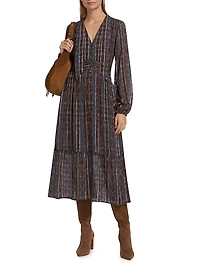 Gallery Striped Silk-Blend Midi-Dress