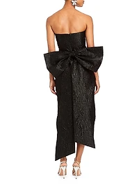 Lorena Bow Jacquard Strapless Midi-Dress