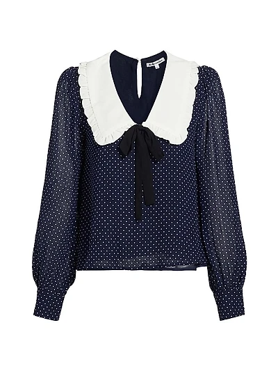 Edalene Polka Dot Long-Sleeve Blouse