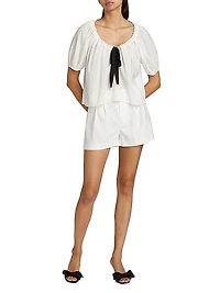 Kenna Bow Short-Sleeve Blouse