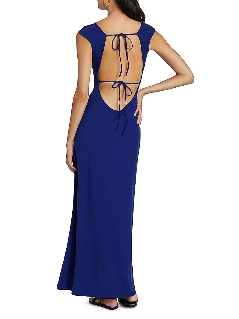 Sabine Linen Backless Maxi Dress