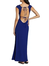 Sabine Linen Backless Maxi Dress