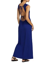 Sabine Linen Backless Maxi Dress