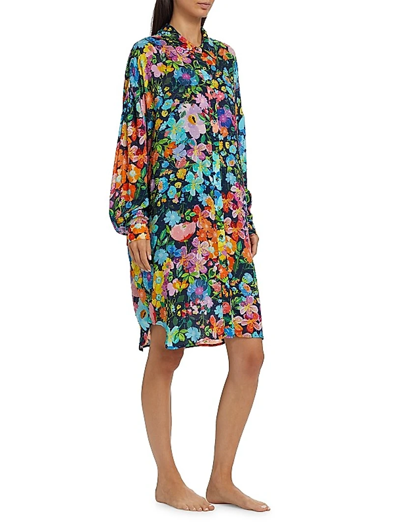 Wild Bloom Long Shirt Dress