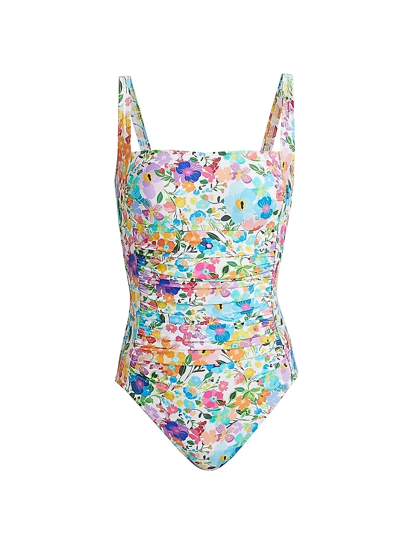 Wild Bloom Ruched One-Piece Swim Suit