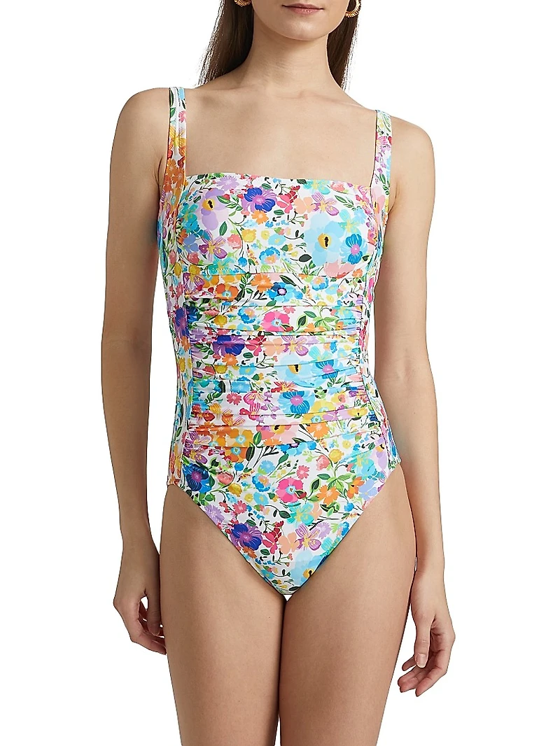 Wild Bloom Ruched One-Piece Swim Suit