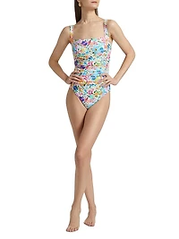 Wild Bloom Ruched One-Piece Swim Suit