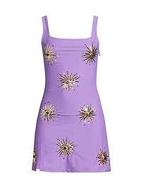 Iris Nights Bullion-Embroidered Minidress