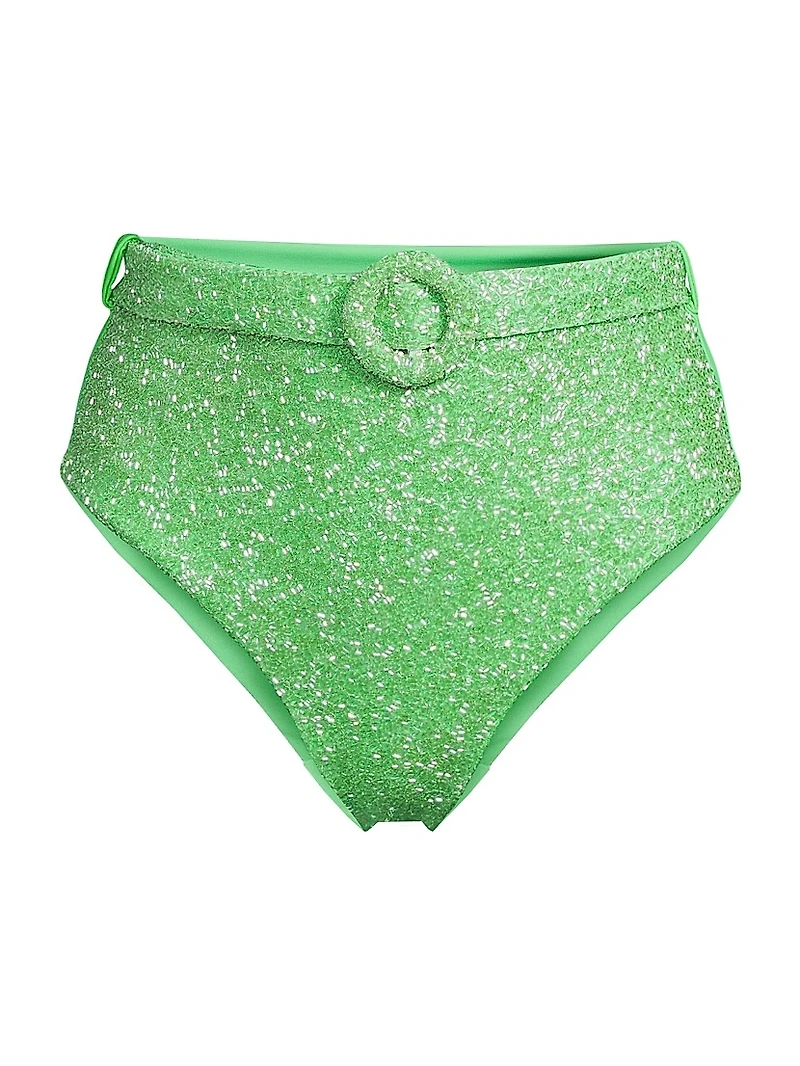 Heidi Beaded High-Waist Bikini Bottom