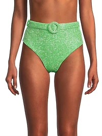 Heidi Beaded High-Waist Bikini Bottom
