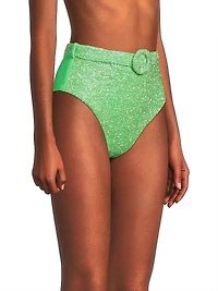 Heidi Beaded High-Waist Bikini Bottom