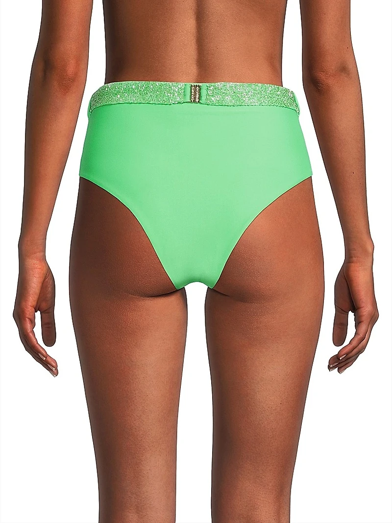 Heidi Beaded High-Waist Bikini Bottom