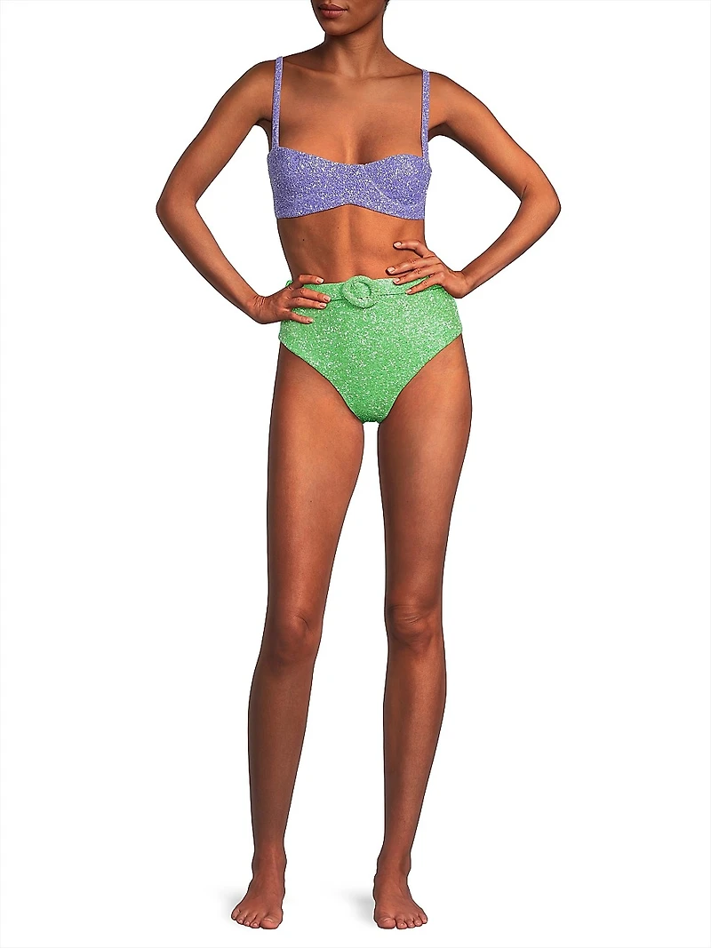 Heidi Beaded High-Waist Bikini Bottom