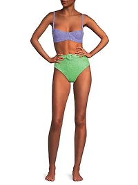 Heidi Beaded High-Waist Bikini Bottom